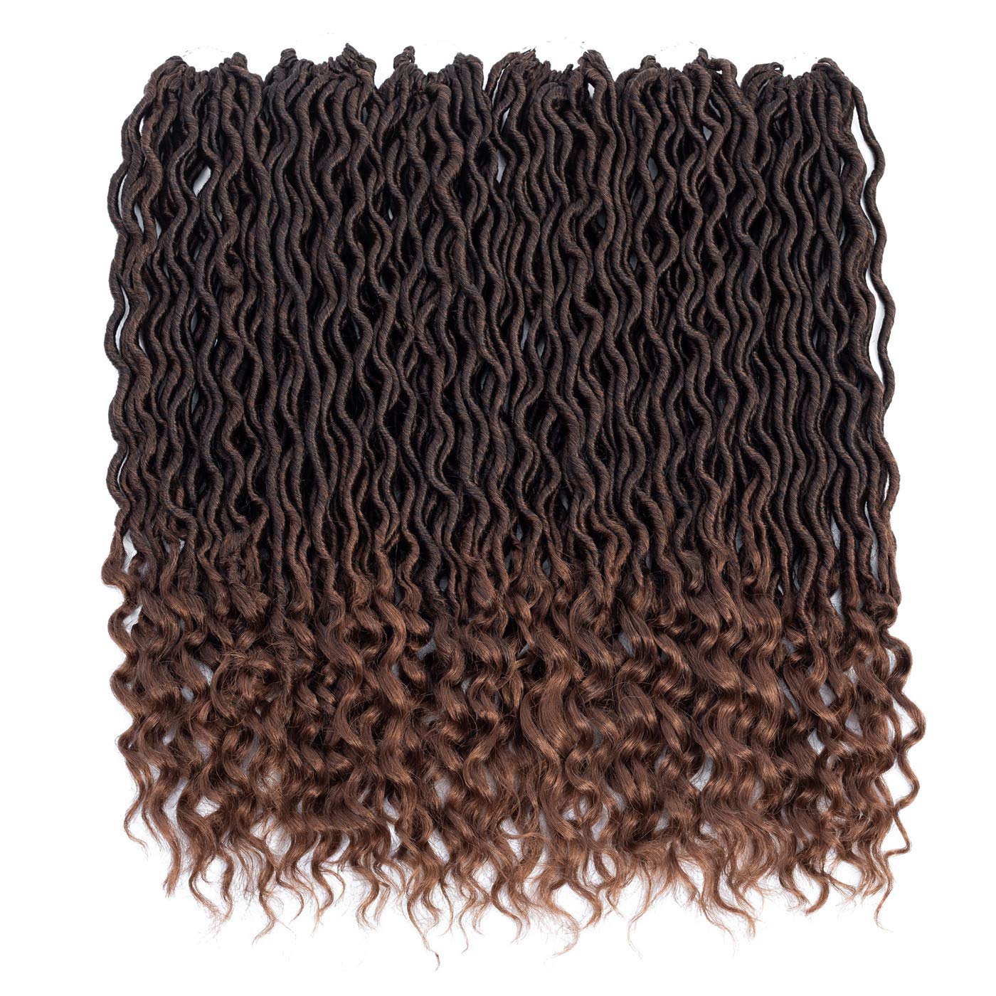 RUWISS Faux Locs Crochet Hair 18 Inch Most Natural Nu Soft Locs Crochet Braids 6 Packs Curly Wavy Goddess Locs Synthetic Hair Hair Extensions - Click Image to Close